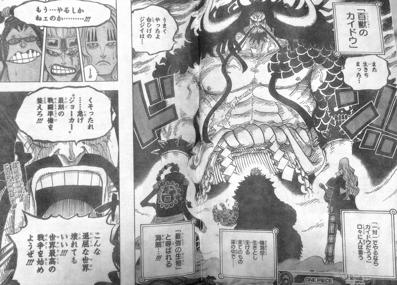 第795話 自殺 百四皇獣のカイドウ登場 趣味自殺 オニオニの実 動物系悪魔の実の手下 One Piece ワンピース 道場 アニメ 漫画 まにあ道 趣味と遊びを極めるサイト