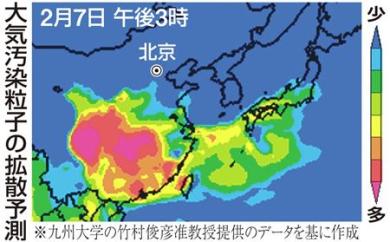 中国の大気汚染 分布予測拡散予測